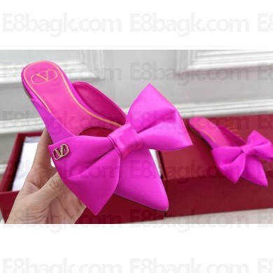 Valentino Un Château Bow Flat Mules Satin Fuchsia 2024