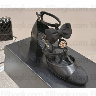 Chanel Lambskin & Grosgrain Mary Janes with Bow G45534 Black 2024