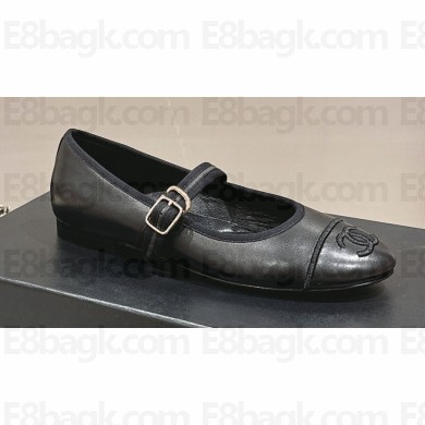 Chanel Lambskin Mary Janes G45503 Black 2024