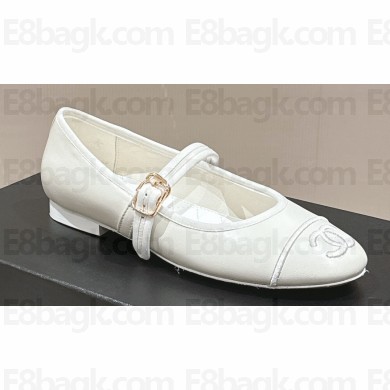 Chanel Lambskin Mary Janes G45503 White 2024