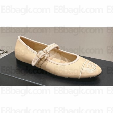 Chanel Lambskin Mary Janes G45503 Beige 2024