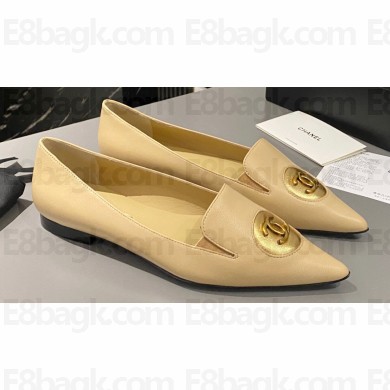 Chanel Metal CC Logo Lambskin Vintage Ballet Flats Beige 2024