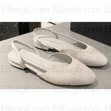 Chanel Heel 1.5cm Slingbacks G31319 Suede Light Gray 2024