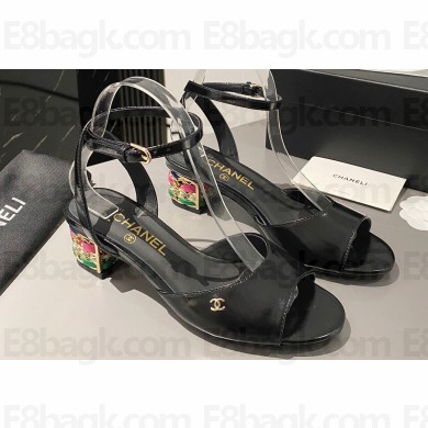 Chanel Multicolor Chain Heel 4.5cm Lambskin Sandals Black 2024
