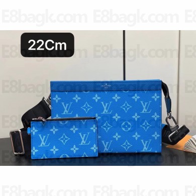 Louis Vuitton Taiga leather and Monogram canvas Gaston Wearable Wallet Bag M83099 Blue 2024