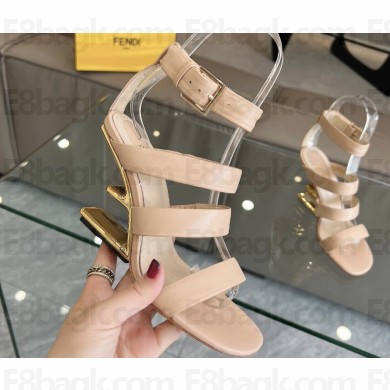 Fendi First leather high-heeled 10cm sandals Beige 2024