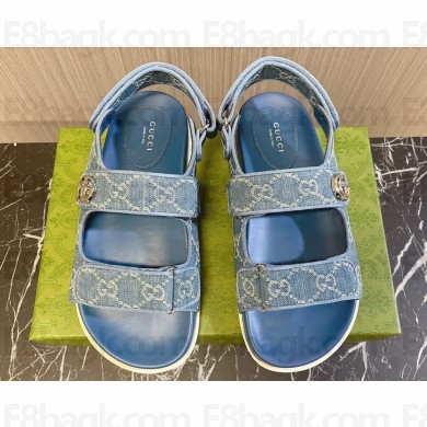 Gucci Women's sandals with Double G 771575 in Denim Blue 2024