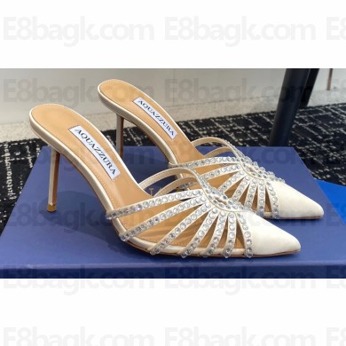 Aquazzura Heel 10cm Flow Mules Satin White 2024