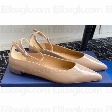 Aquazzura Love Affair Flats in Patent Leather Beige 2024