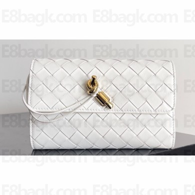Bottega Veneta Andiamo Large Flap Wallet White with metallic knot closure 2024