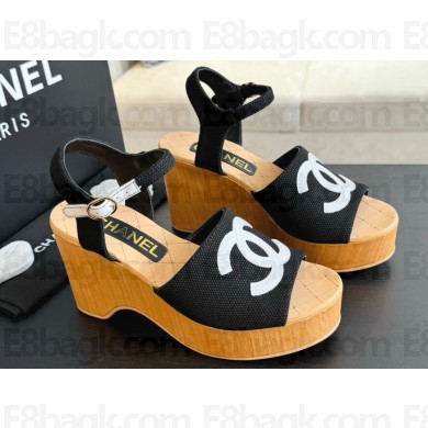Chanel Fabric & Patent Calfskin Sandals G45555 Black 2024