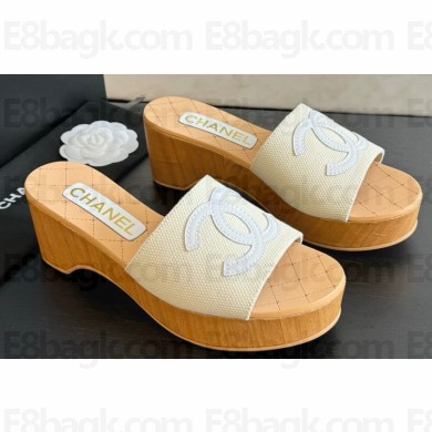 Chanel Fabric & Patent Calfskin Mules G45555 White 2024