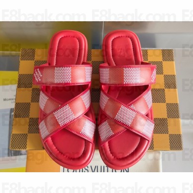 Louis Vuitton Damier pattern Men's Mules Red 2024