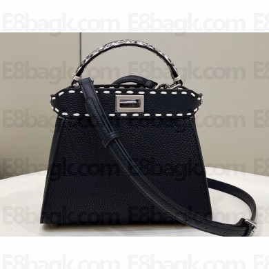 Fendi iconic Peekaboo Mini Bag black/Python Selleria with topstitches 2024