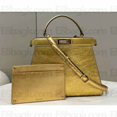 Fendi Peekaboo ISeeU Medium Bag in nappa Leather Gold 2024
