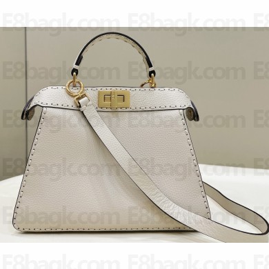 Fendi Peekaboo ISeeU Small Bag White Selleria with 556 hand-sewn stitches 2024