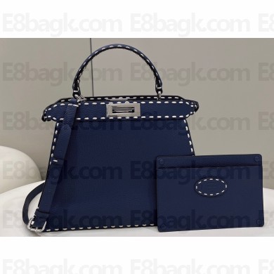 Fendi Peekaboo ISeeU Medium Bag Blue Selleria with topstitches 2024