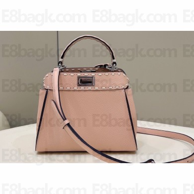 Fendi iconic Peekaboo Mini Bag Light Pink Selleria with topstitches 2024