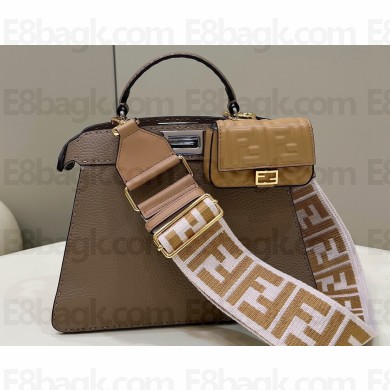 Fendi Peekaboo ISeeU Small Bag Dove Gray Selleria with topstitches 2024