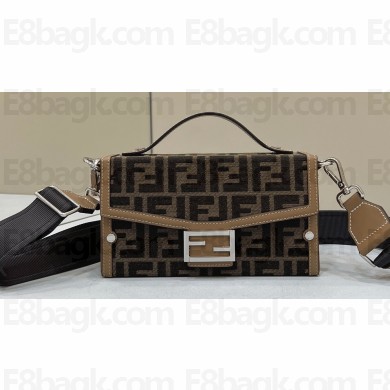 Fendi Soft Trunk Baguette Bag FF jacquard fabric Brown 2024