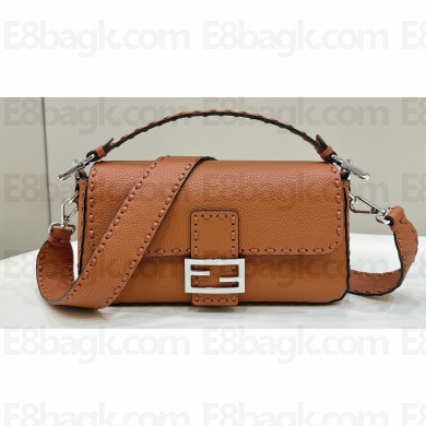 Fendi Medium Baguette Bag Brown Selleria with oversize topstitching 2024
