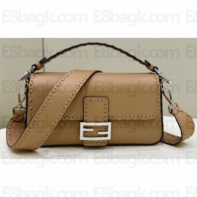 Fendi Medium Baguette Bag Beige Selleria with oversize topstitching 2024