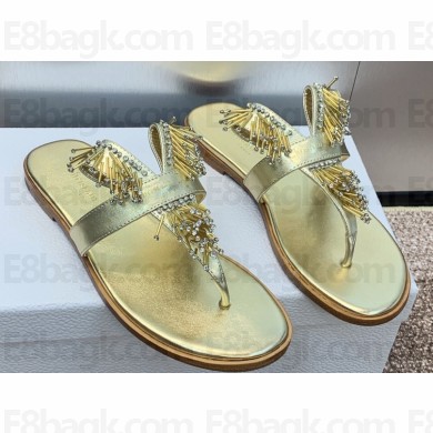 Dior Crystal Thong sandals Gold 2024