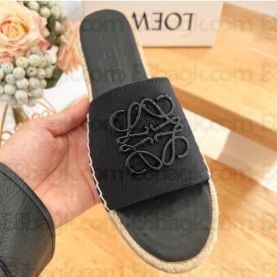 Loewe anagram Canvas Espadrilles Slides Black 2024