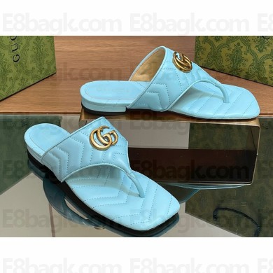 Gucci Women's Double G thong slide sandals 776948 Light Blue 2024