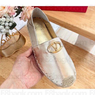 Valentino The Bold Edition Vlogo Grainy Calfskin Espadrilles Metallic Gold 2024