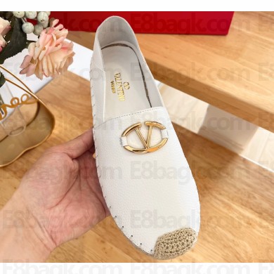 Valentino The Bold Edition Vlogo Grainy Calfskin Espadrilles White 2024