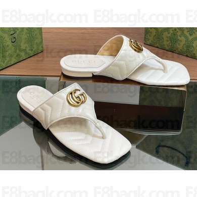 Gucci Women's Double G thong slide sandals 776948 White 2024