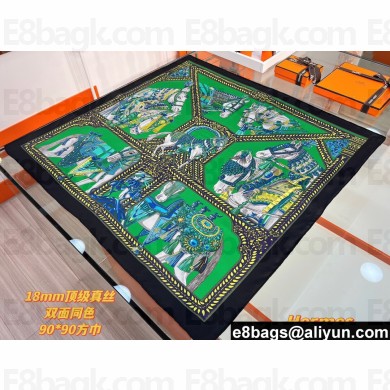 Hermes scarf 90x90cm in silk twill Top Quality 98 2024