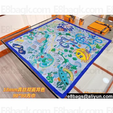 Hermes scarf 90x90cm in silk twill Top Quality 128 2024