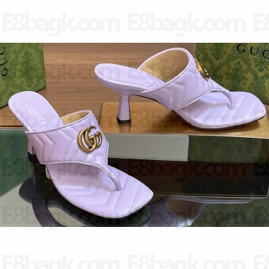 Gucci Heel 5.5cm Women's Double G thong slide sandals 776995 Lilac 2024