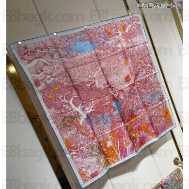 Hermes scarf 90x90cm in silk twill Top Quality 58 2024