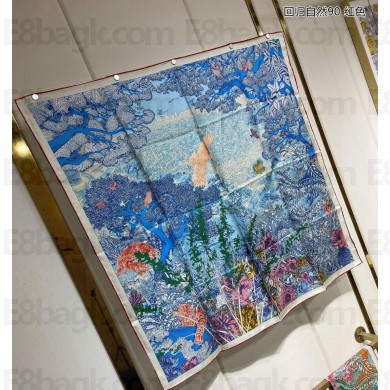Hermes scarf 90x90cm in silk twill Top Quality 59 2024