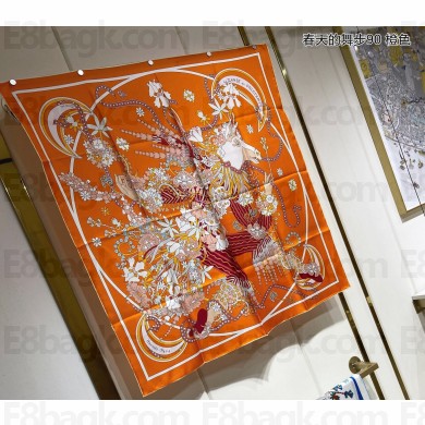 Hermes scarf 90x90cm in silk twill Top Quality 60 2024