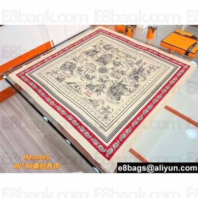 Hermes scarf 90x90cm in silk twill Top Quality 74 2024
