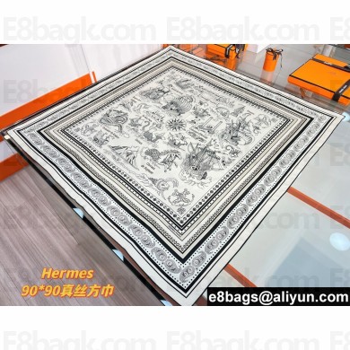 Hermes scarf 90x90cm in silk twill Top Quality 76 2024
