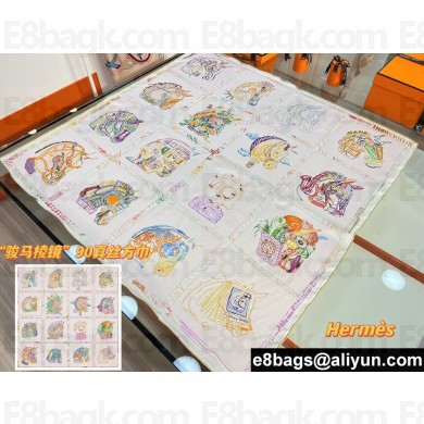Hermes scarf 90x90cm in silk twill Top Quality 93 2024
