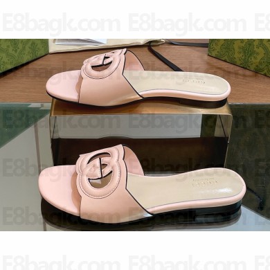 Gucci Women's Interlocking G cut-out slide sandals 694451 Light Pink 2024