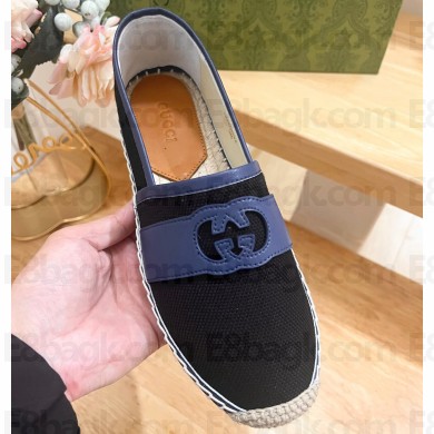 Gucci Women/Men Interlocking G espadrille 777365 in Canvas Black 2024