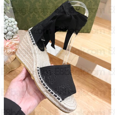 Gucci Women's Interlocking G espadrille 771779 in Canvas Black 2024