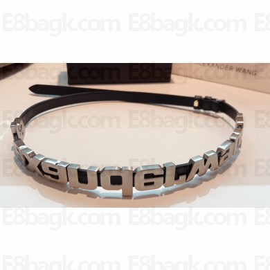 Alexander Wang Width 1.5cm Metal Letters Belt Black/Silver