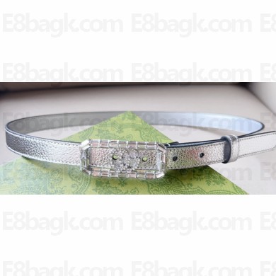 Gucci Width 2cm Thin belt Silver with crystal Double G buckle 751553 2024