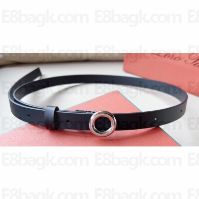 Loro Piana Width 2cm Ghiera Leather Belt Black/Silver