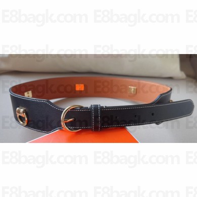 Hermes Width 4.5cm Heritage Anneaux 45 belt Black/Gold