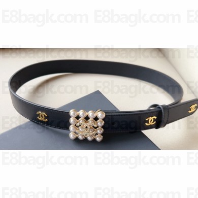 Chanel Width 3cm Metal & Glass Pearls calfskin belt AAA036 06 2024