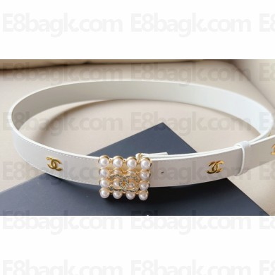 Chanel Width 3cm Metal & Glass Pearls calfskin belt AAA036 07 2024